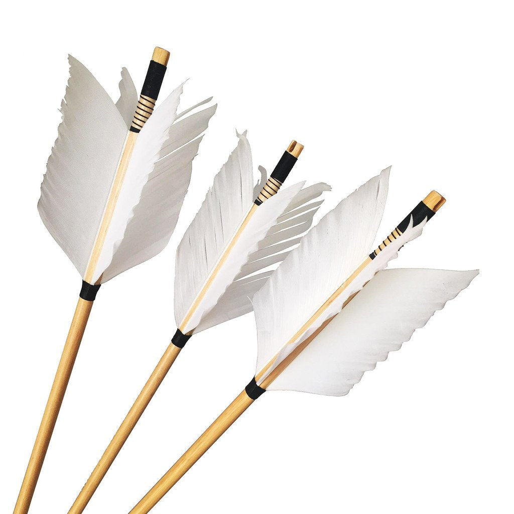 Four Feather Flu-Flue Wood Arrows with Selfnock-free shipping