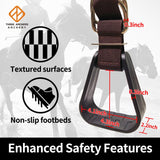 Wide foot platform western stirrups designed for youth riders