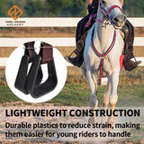 Wide foot platform western stirrups designed for youth riders