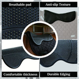 Close-up of textured silicone surface on horse saddle pad for improved grip