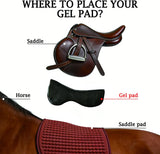 THREE ARCHERS gel saddle pad installed under horse saddle for extra cushioning