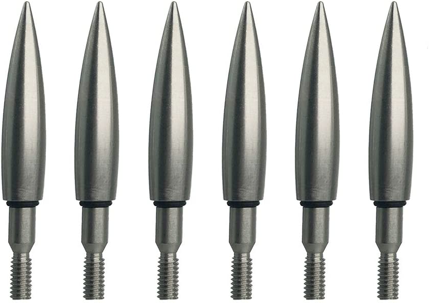 ARCXTEN Stainless Steel Bullet Arrow Points Suitable for ID.6.2mm Carbon Arrows (6 Pack)