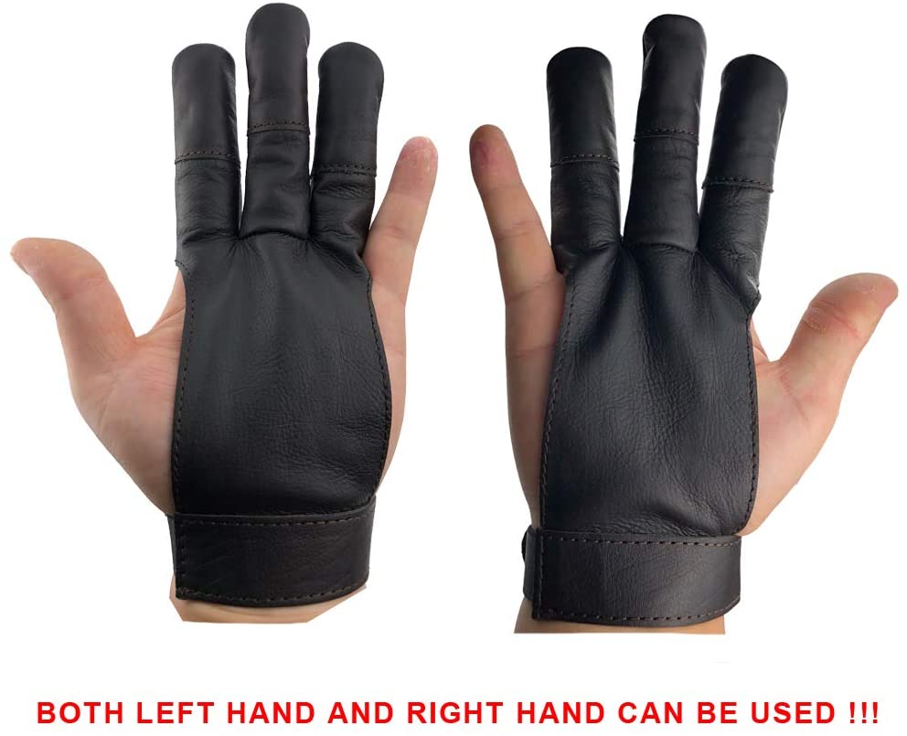 ArcheryMax Handmade Black Leather Three Finger Archery Gloves AG30