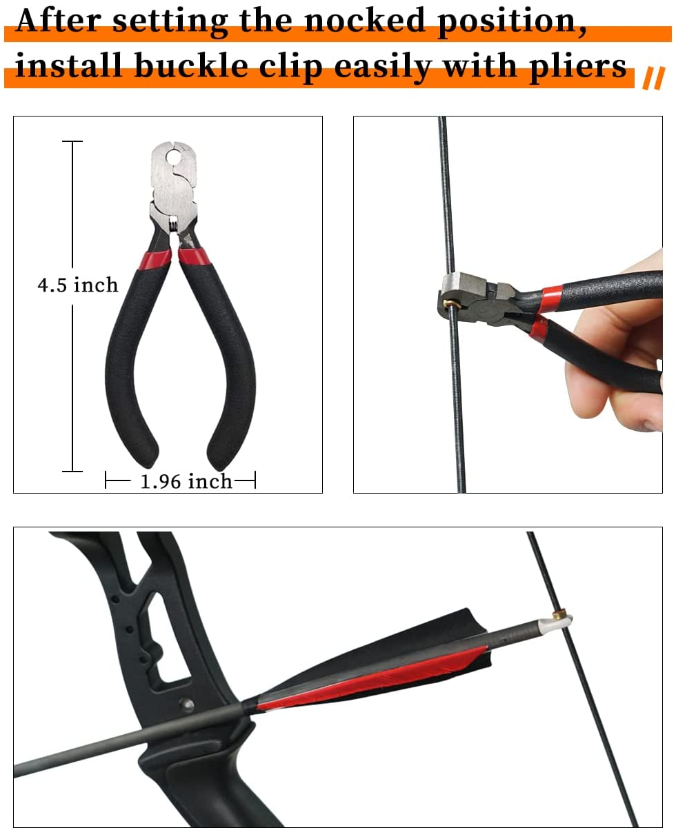 ARCXTEN Archery Bow String Nock Points Pliers Set T Shape Bracing Height Gauge Nocking Point Buckles Plier