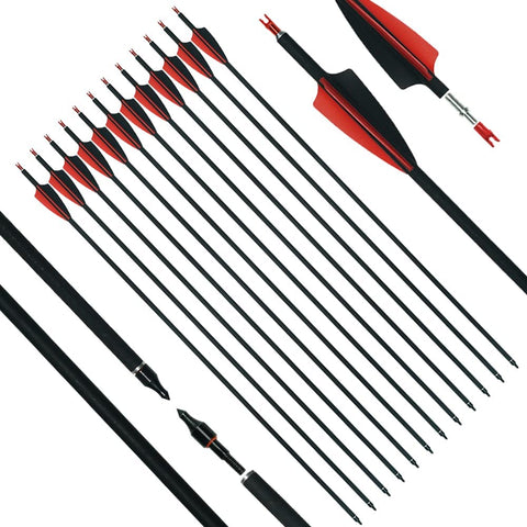 Flèches De Chasse En Carbone 500 Spine - Lot De 6/12 Flèches 31.5 Pouces - Plumes Dinde - Pour Arc à Poulies Et Recourbé Flèches De Chasse En Carbone 500 Spine - Lot De 6/12 Flèches 31.5 Pouces - Plumes Dinde - Pour Arc à Poulies Et Recourbé