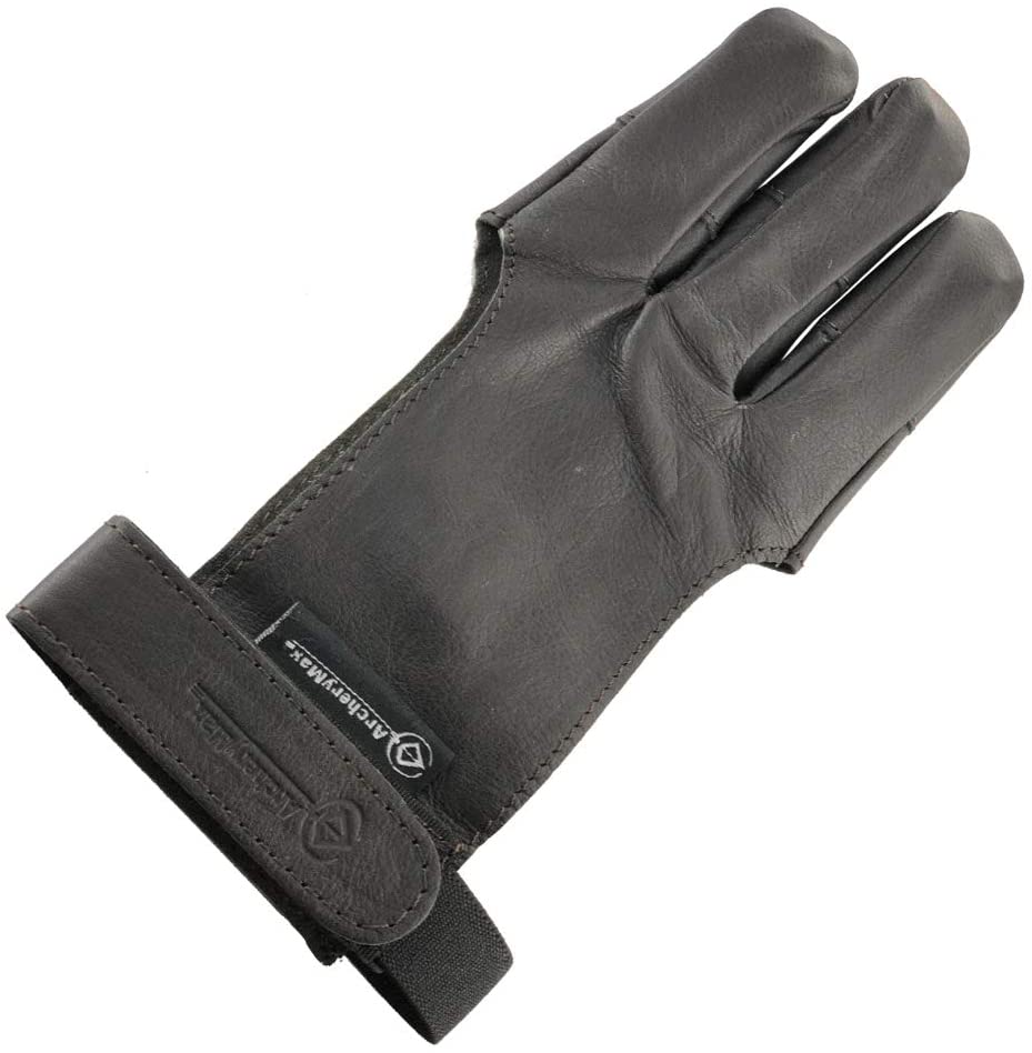 ArcheryMax Handmade Black Leather Three Finger Archery Gloves AG30