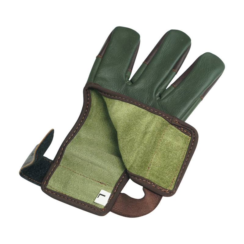 ArcheryMax Green Leather Three Fingers Glove AG326
