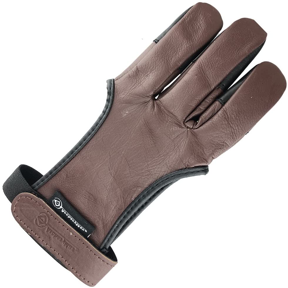 ArcheryMax Handmade Brown Leather Three Finger Archery Gloves AG31