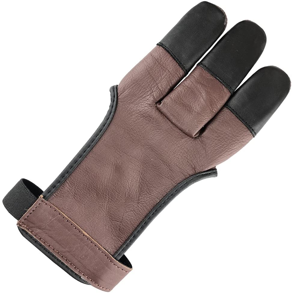ArcheryMax Handmade Brown Leather Three Finger Archery Gloves AG31