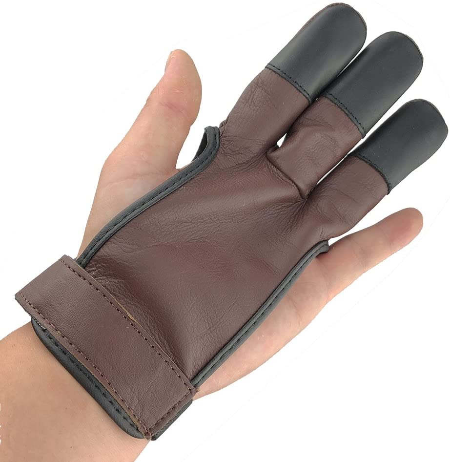 ArcheryMax Handmade Brown Leather Three Finger Archery Gloves AG31