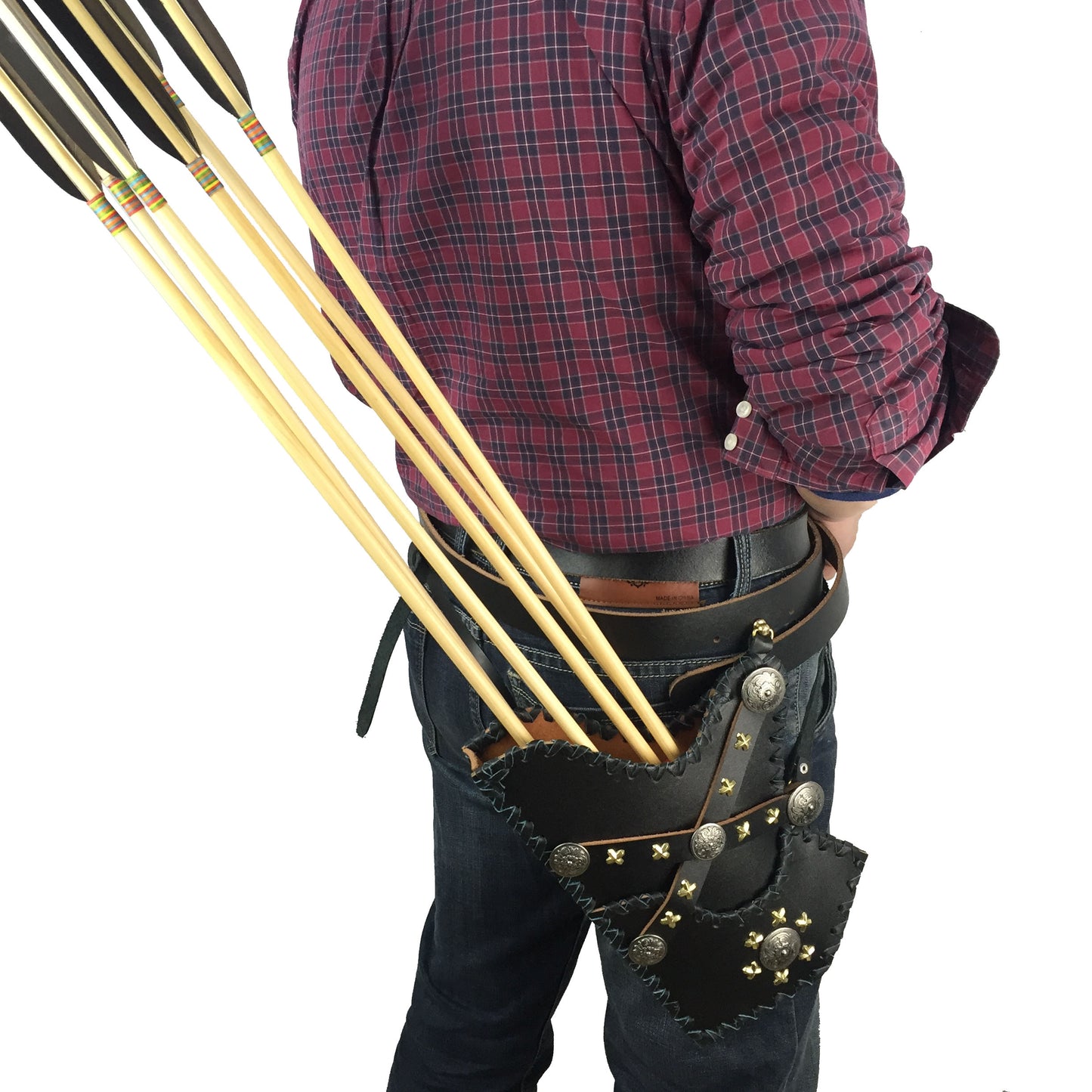 Black Cow leather Side Quiver for Horseback Archery-free shipping