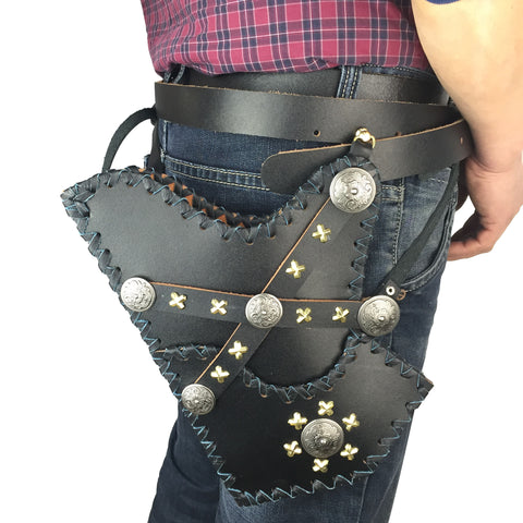 Black Cow leather Side Quiver for Horseback Archery-free shipping